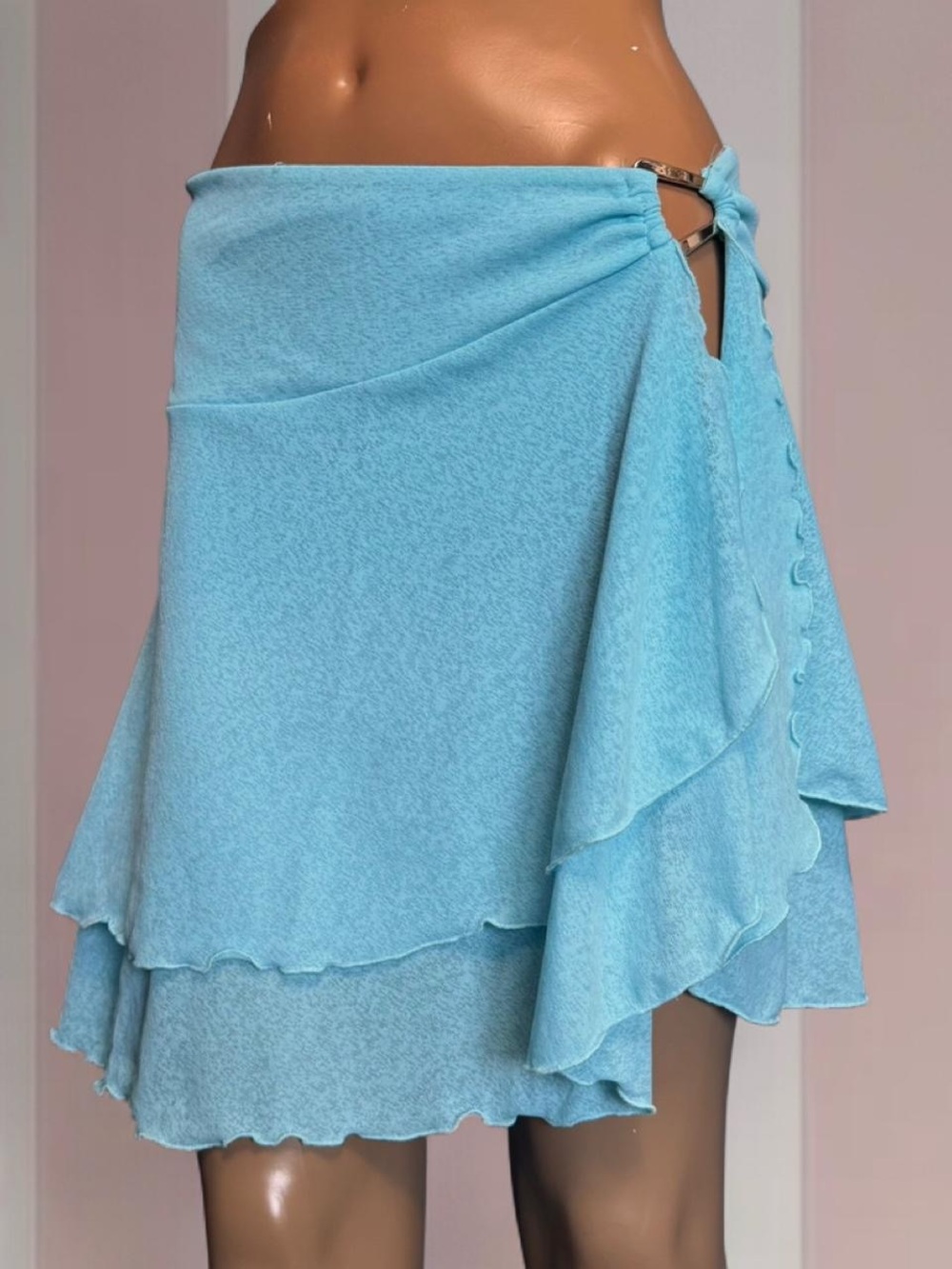 Y2K Blue cover up skirt with ruffle hem